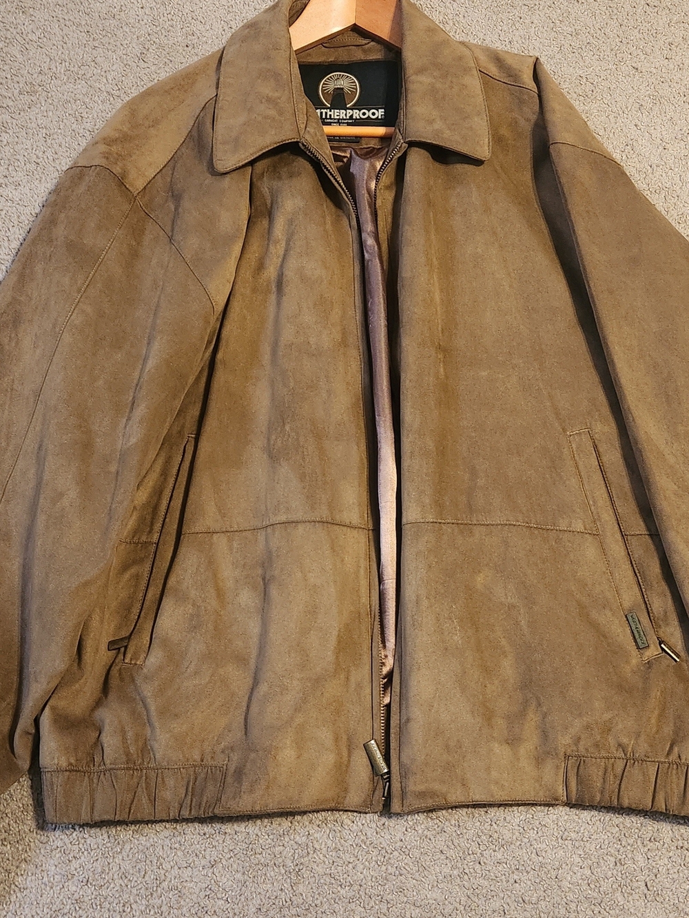 Vintage Weatherproof Brown Suede Jacket with Shimmery Brown Lining